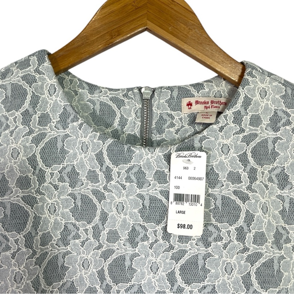 NWT Brooks Brothers Red Fleece Gray Tee with Lace Overlay Size Large - Picture 3 of 5